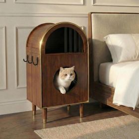 Cat Litter Box Enclosure , 2-in-1 Condo Cat Bed, Cat Shelter Furniture with Two-Level Cozy Haven for 2 Cats, Cute Kitty Condo for Sleeping