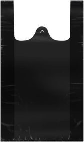 Black Plastic Grocery Bags with Handles Pet Poop Bags in Bulk, Bolsas De Plastico Para Negocio, 10 x 16 Inches (100 Pcs)