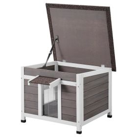 VEVOR Outdoor Cat House Weatherproof, Feral Cat Shelter for Multiple Cats, Outdoor Wooden Cat Rabbit House with a Window, Open Roof and PVC Door