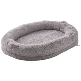VEVOR Human Dog Bed, 72" x48"x10" Giant Human Dog Bed for Adult, Human Size Dog Bed with Washable PV Velvet Cover, Egg Orthopedic Foam, Storage P