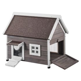 VEVOR Outdoor Cat House Weatherproof, Feral Cat Shelter for Multiple Cats, Outdoor Wooden Cat House with Large Side Door, PVC Door Flaps, Open Ro