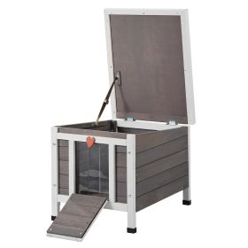 VEVOR Outdoor Cat House Weatherproof, Feral Cat Shelter for Multiple Cats, Outdoor Wooden Cat Rabbit House with PVC Door Flaps and Open Roof