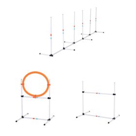 Portable Pet Agility Pet Training Set Dog Obstacle Exercise Adjustable Jump Ring High Jumper w/ Carry Bag (Option: White-10x10x10 mm)