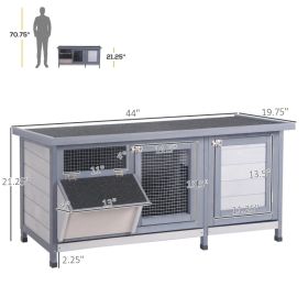 Wooden Rabbit Hutch Bunny Hutch Cage Guinea Pig With Waterproof Roof, No Leak Tray And Feeding Trough, For Rabbits, Chickens, Ducks (Option: Gray)