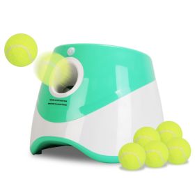 1Pc Automatic Dog Ball Launcher Included 6 Tennis Balls Dog With 3 Adjustable Launch Distance Interactive Ball Thrower Fetch Machine For Small Me (Option: Green)