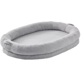 VEVOR Human Dog Bed, 72" x48"x10" Human Dog Bed for Adult, Human Size Dog Bed with Washable Faux Rabbit Fur Cover, Egg Orthopedic Foam, Storage P (default: Default)