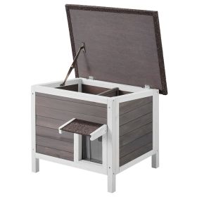 VEVOR Outdoor Cat House Weatherproof, Feral Cat Shelter for Multiple Cats, Outdoor Wooden Cat Rabbit House with All-Round Foam Insulated, Open Ro (default: Default)