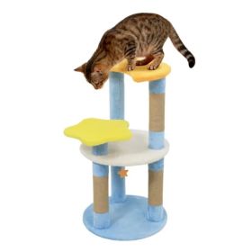29" Moon & Star Cat Tree With 4 Levels, Jute Scratching Posts & Anti-Tipping Device For Kittens & Adults-Blue (Option: Defaulttitle)