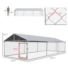 Outdoor Dog Kennel For Large-Sized Dogs With Waterproof UV Resistant Roof, Silver (Option: Silver Gray)